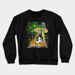 Funny Alien Abduction of Cow Farmer Animal Crewneck Sweatshirt